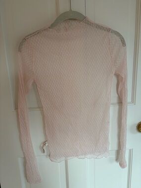 Sheer Pink Long-Sleeve Mesh Top